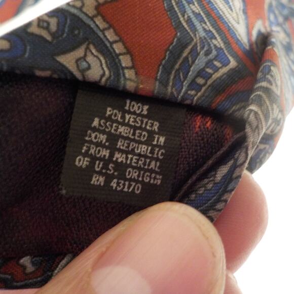 Vintage Gino Pompeii Classic Neck Tie Red Blue Floral Pattern 100% Polyester - Picture 5 of 5